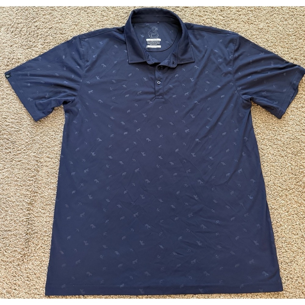 Swannies Mens Polo Shirt Navy Blue Embrossed Golf Performance Size XL‎